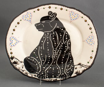 Lenni Lenape Bear Motif Glazed Ceramic Charger