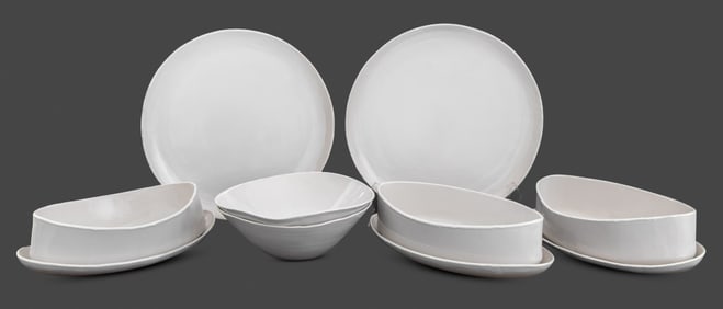 Studio Pottery White Glazed Ceramic Tableware, 10