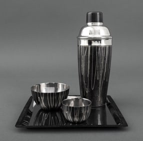 Michael Aram Martini Shaker, Cups, and Tray, 4