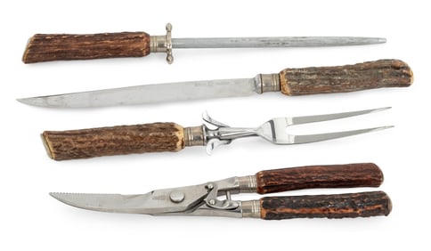 Anton Wingen Jr. Solingen Staghorn Carving Set, 4