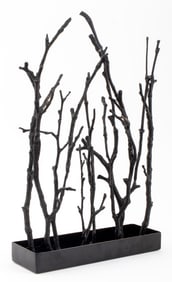 Patinated Brass Magnolia Branch Sculpture