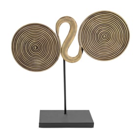 Chinese Miao Brass Double Spiral Sculpture