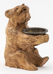 Black Forest Style Carved Wood Bear Vide Poche