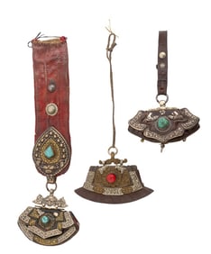 Tibetan Silvered Metal Mounted Leather Purses, 3