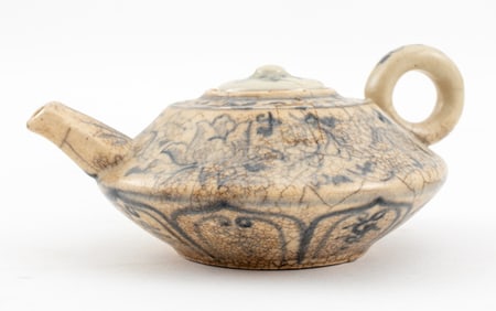 Indo-Persian Blue and White Ceramic Teapot