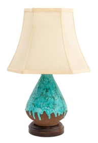 Mid-Century Modern Glazed Stoneware Vase as Lamp