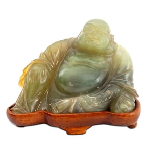 Chinese Hardstone Reclining Buddha Sculpture