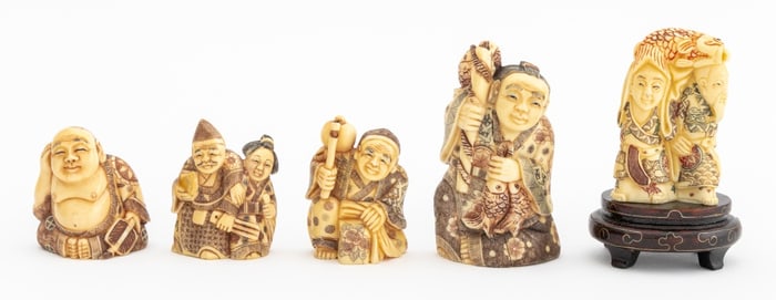 Japanese Figural Carved Bone Netsuke, 5