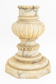 Neoclassical Carved Alabaster Pedestal Base