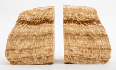 Polished Travertine Marble Bookends, Pair
