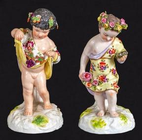 German Porcelain Bacchanalia Figures, Pair