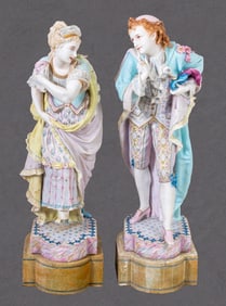German Bisque "Courting Couple" Porcelain, Pair