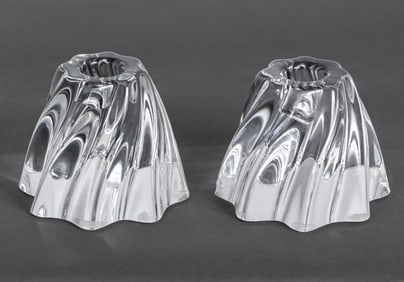 Baccarat Glass Candlesticks, Pair