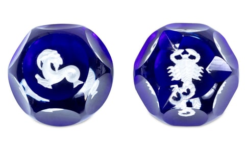 Baccarat Sulfide Zodiac Paperweights, Pair