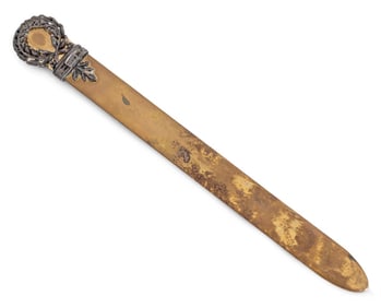 Greek Sterling Silver Mounted Brass Letter Opener