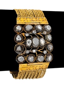 22K Gold 925 Silver Rose Cut Diamond Bracelet