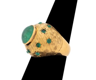 Buccellati Attr. 18K Yellow Gold Emerald Dome Ring