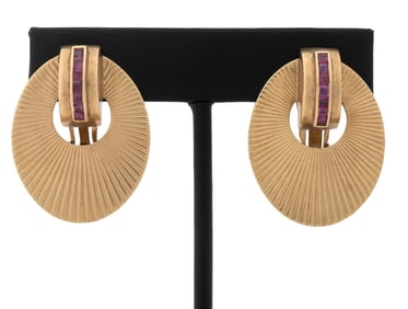 Tiffany & Co. 14K Yellow Gold Ruby Earrings