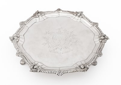 Irish George III Sterling Silver Armorial Tray