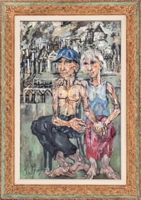 Philip Evergood "Comrades" Oil on Canvas, 1945