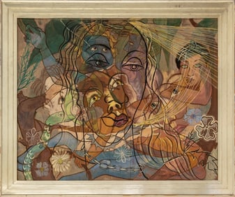 Avant-Garde Surrealist Composition Oil on Panel