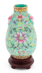 Chinese Famille Rose Porcelain Small Hu Vase