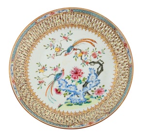 Chinese Export Famille Rose Reticulated Plate