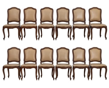 Italian Louis XV Style Walnut Dining Chairs, 12