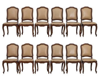Italian Louis XV Style Walnut Dining Chairs, 12 (1 of 8)
