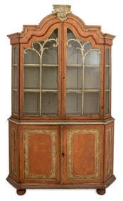 European Paint-Decorated Vitrine Cabinet, 19th C.