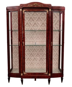 French Gilt Metal Mounted Burr Elm Vitrine
