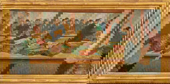 Arnold Friedman "Parcel Post Window" Oil on Panel