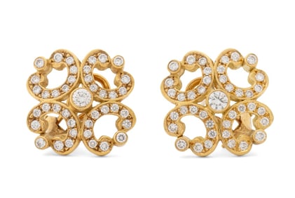 18K Yellow Gold Diamond Earrings
