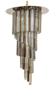 Smoked & Clear Glass Cascading Spiral Chandelier