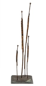 Brutalist Abstract Standing Figures Iron Sculpture