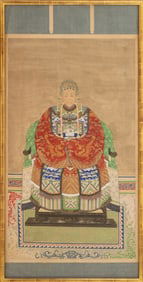 Chinese Ancestral Portrait of Enthroned Noblewoman