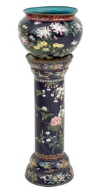 Japanese Cloisonne Jardiniere on Stand