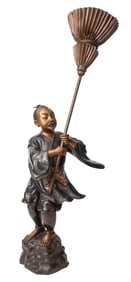 Japanese Attendant Large Bronze Sculpture
