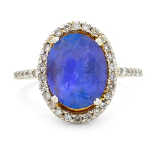 14K White Gold Tanzanite Diamond Ring