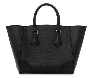 Louis Vuitton Phenix Epi Black Leather Handbag: Louis Vuitton Phenix Epi Black Leather Handbag, with silver-tone hardware and detachable shoulder strap, magnetic top closure opening to single zipper pocket and two slip pockets, marked "Louis Vuitto