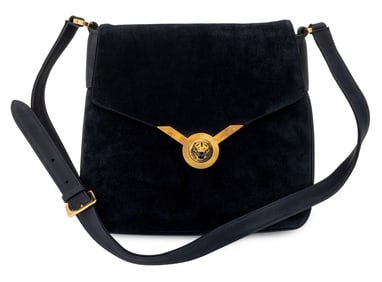 Gucci Navy Blue Suede Shoulder Bag, 1970s