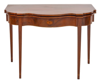 American Federal Inlaid Mahogany Card Table, 1800