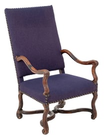 French Louis XIII Carved Wood Fauteuil, 17th C.