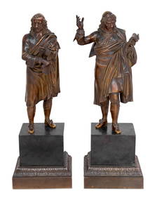 French "Moliere" and "Cornielle" Patinated Bronzes (1 of 7)