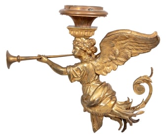 French Gilt Bronze Archangel Wall Light