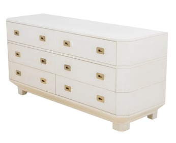 Karl Springer Style Lacquered Grasscloth Chest