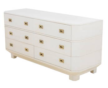 Karl Springer Style Lacquered Grasscloth Chest (1 of 8)