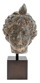 Ancient Style Bronze Portrait Head Sculpture