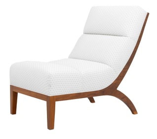 Contemporary White Upholstered Slipper Chair