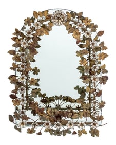 Floral Encrusted Gilt Metal Vanity Mirror